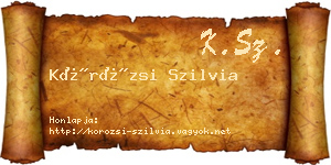 Körözsi Szilvia névjegykártya